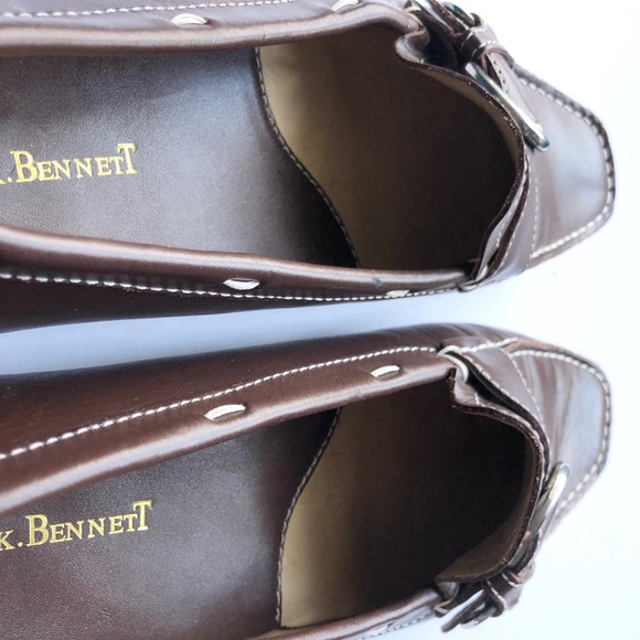 L.K. Bennett Loafer 39 9/9.5 Brown Buckle Shoe - Picture 12 of 15